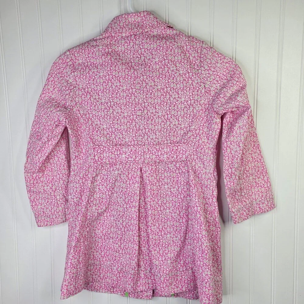Lilly Pulitzer Coat Girls 7 Pink Floral Button Lightweight Spring Jacket Casual